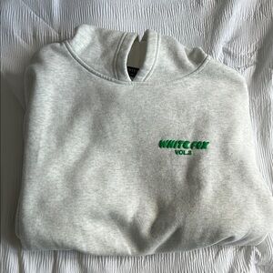 White Fox Gray Hoodie with Green Logo